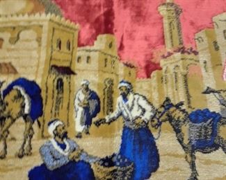 Tapestry depicting market in North Africa, vintage