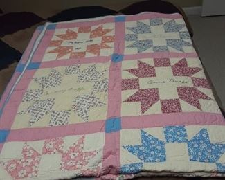 Beautiful star quilt, each panel signed by maker, all handmade