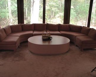 Sectional sofa, round coffee table