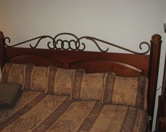 Wood and iron king size bed