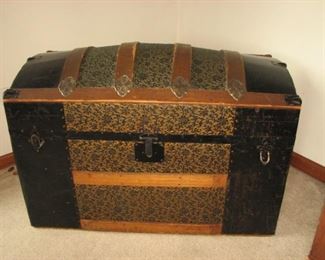 Vintage hump back steamer trunk