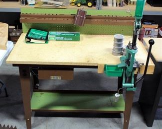 Hirsh Workbench With RCBS Reloader, Uniflow Powder Measure, Reloading Dies And More