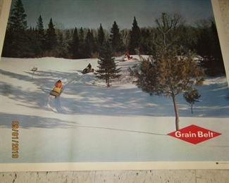 1960's Grain Belt Poster/sign vintage snowmobiles