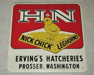 H&N NICK CHICK ERVING'S HATCHERIES SIGN