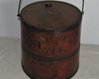 Primitive kerosene and oil wood bucket