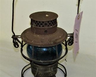 Blue Globe railroad Lantern