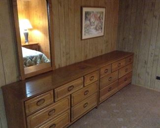 Two piece set of drawers with mirror.