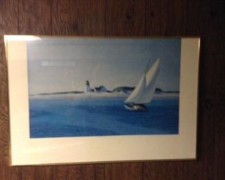 Hopper sail and seashore famed poster.