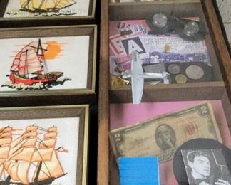 HMT008 Shadow Box & Stitched Boat Art