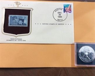 HMT133 Canada Coin & Texas Stamp