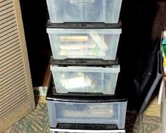 HMT169 Plastic Storage Cabinets Filled with Office Supplies