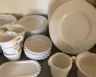 milk glass dish set