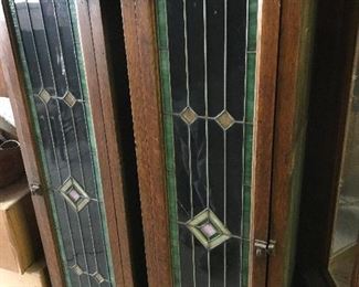 Pair of vintage stained glass cabinets