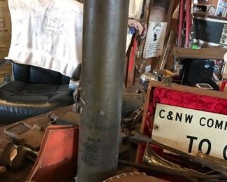 Trench art shell casing & Chicago 1967 bears football