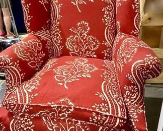 Wing Back to Overstuffed Chair in Cranberry https://ctbids.com/#!/description/share/257266