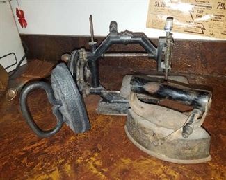 Old Sewing Machine and Flat irons