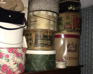 Antique Hat Boxes with Hats