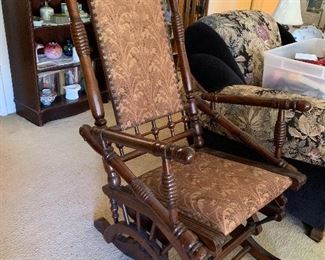 Victorian rocking chair with original fabric in perfect condition