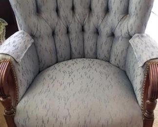 nice antique blue original upholstery swing back chair