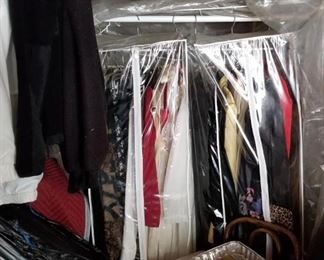 vintage clothing, fur jackets, purses,