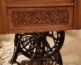 Antique New Home oak sewing machine