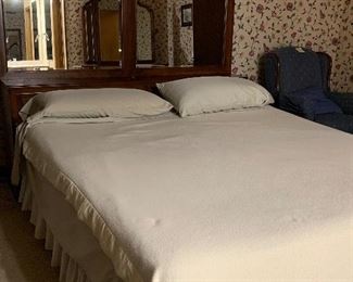 king size bedroom set, Like new mattress, dresser with beveled mirrors, entertainment center.