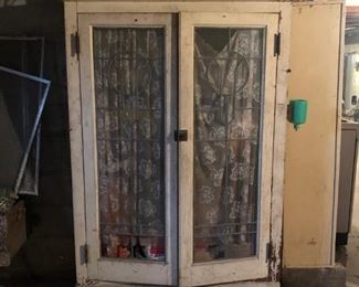 antique leaded glass cabinet