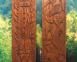 large carved oak panels by Lorn Wallace