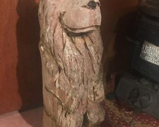 large carved bear totem