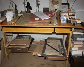 Terrific hand made artist/drafting table 6' X 4'.  Two drawers.  Wonderful!