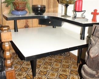 1950's corner table.  Low, formica top.   One drawer. Very very rare design. 