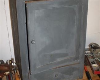 Vintage farmhouse cabinet.  Rustic, slate gray original paint.  Nice patina. 