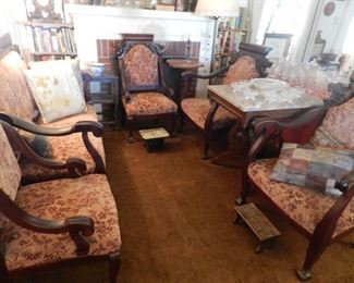 5 piece living room with lion heads