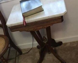 Antique Victorian Marble Top Accent Table