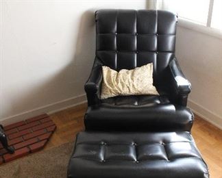 Black Leather chair with ottoman