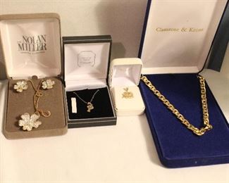 Costume jewelry new in the box-necklaces, earrings, gold charm
