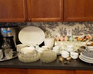 Dinnerware, salt and peppers, coffee makers