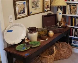 Console table with rough sawn timber top