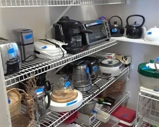 Small appliances, serving pieces, 
Storage containers, baskets