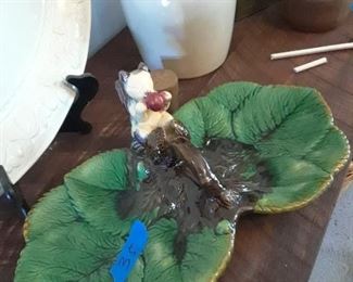 Majolica double leaf dish, reproduction