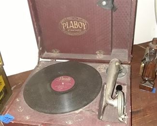 Close-up of portable phonograph