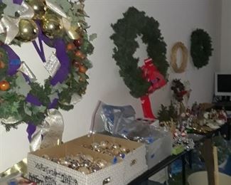 Lots of wreathes and ornaments