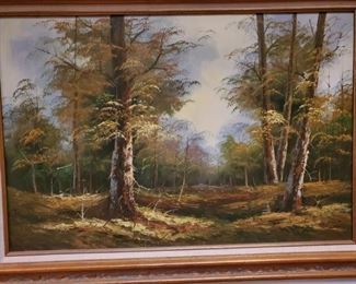 OIL on CANVAS  artist signed FOREST LANDSCAPE