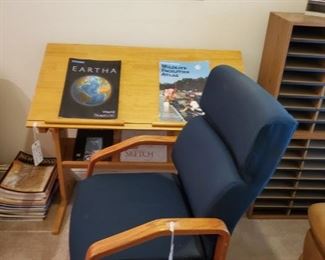 DRAFTING TABLE...OAK OFFICE CHAIR