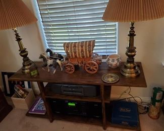 COVERED WAGON LAMP...SONY BOOM BOX...RCA BOOM BOX...BRASS LAMPS...MODULAR TABLE