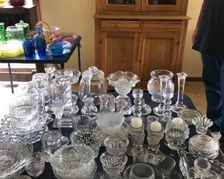 Crystal jars , plates, candle holders, dishes, pitchers and more