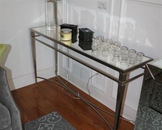 Metal console table w/ glass insert