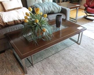 Metal, steel and glass coffee table