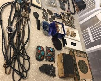 Zuni Belt Buckles, Sterling Turquoise, Navajo Sterling Hat Band