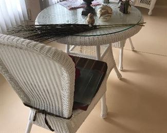 White Wicker Bistro Table